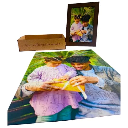 Sua Foto com Molde Dia dos Pais - Quebra-Cabeça de Madeira 3D Personalizável (segunda foto)