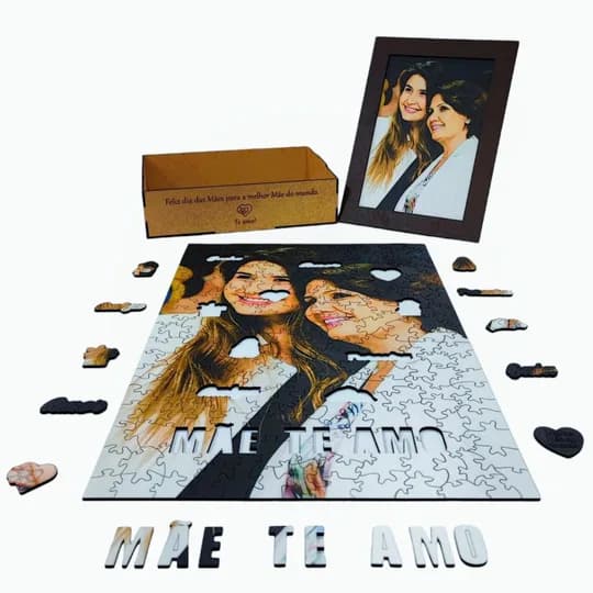 Sua Foto com Molde Dia das Mães - Quebra-Cabeça de Madeira 3D Personalizável - Kit (segunda foto)