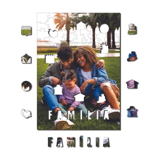 Sua Foto com Molde Para Família - Quebra-Cabeça de Madeira 3D Personalizável (segunda foto)