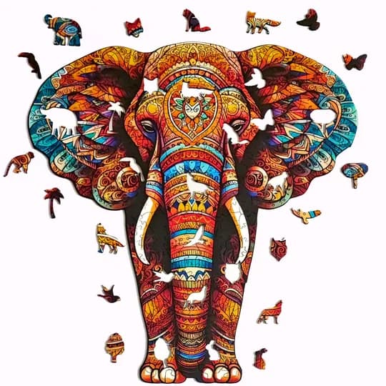 Quebra-Cabeça de Madeira 3D - Elefante (segunda foto)