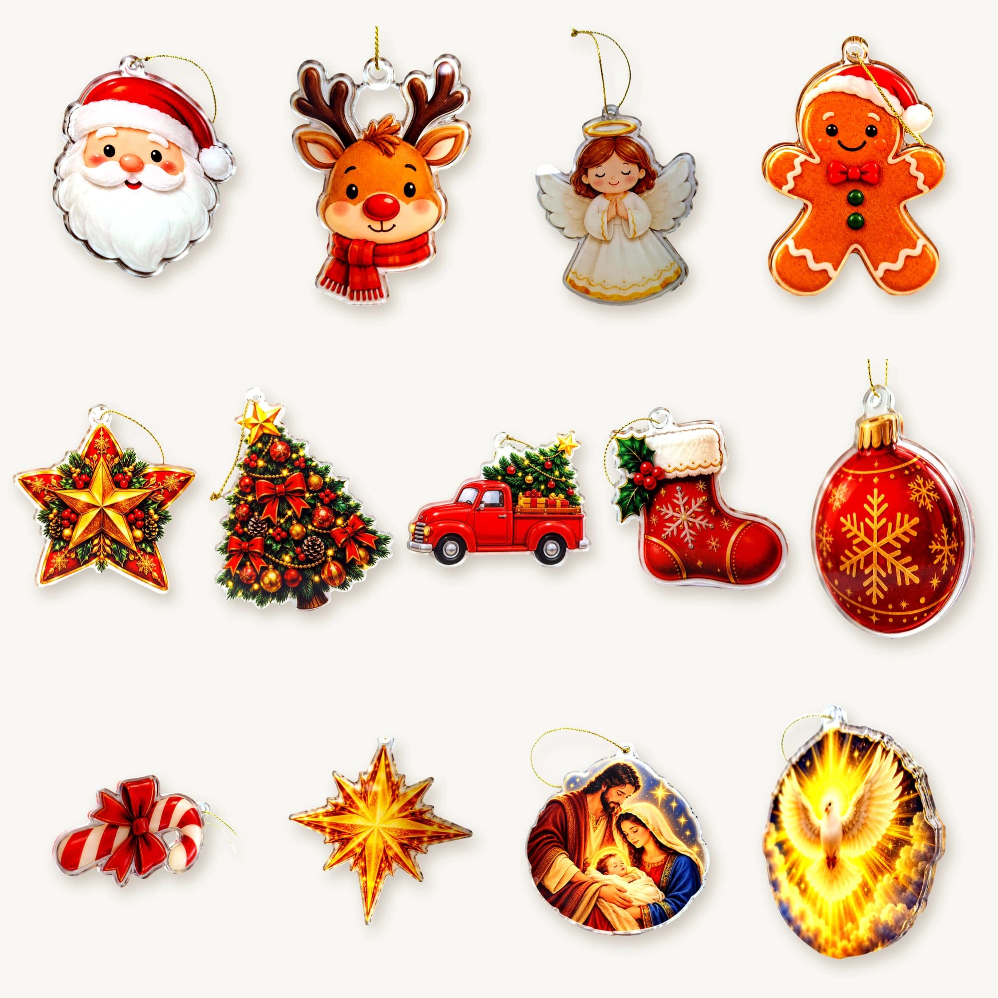 Enfeites de Natal em Acrílico para Árvore — Monte seu Kit