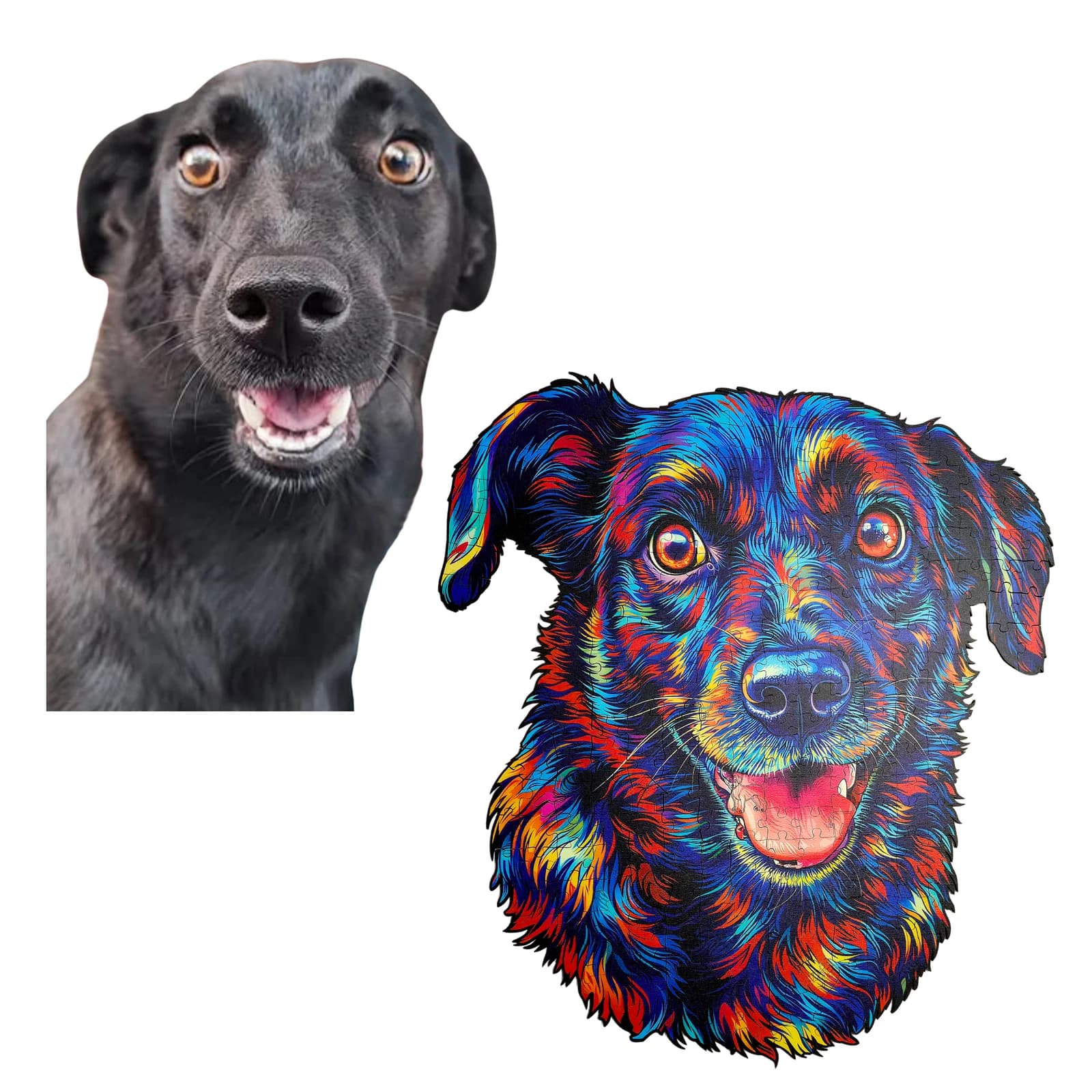 Sua Foto com Molde Contorno Cachorro Colorido - Quebra-Cabeça Personalizável Premium (segunda foto)