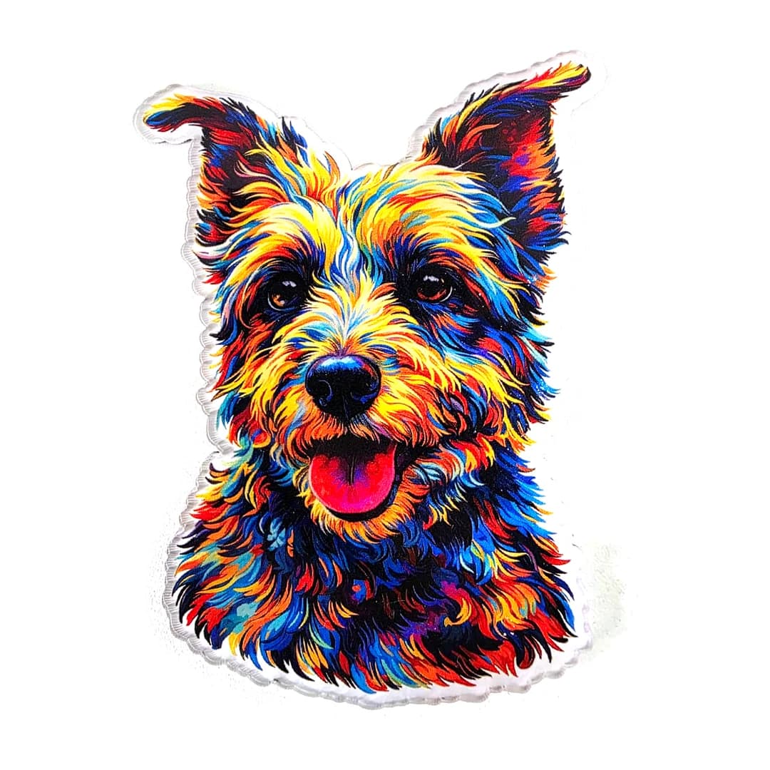 Ímã de Geladeira Contorno Pet Colorido - Acrílico com a Arte do Seu Pet