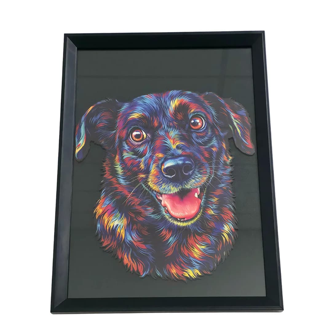 Quadro do Seu Pet no Contorno Colorido - MDF ou Acrílico, com ou sem Moldura (segunda foto)