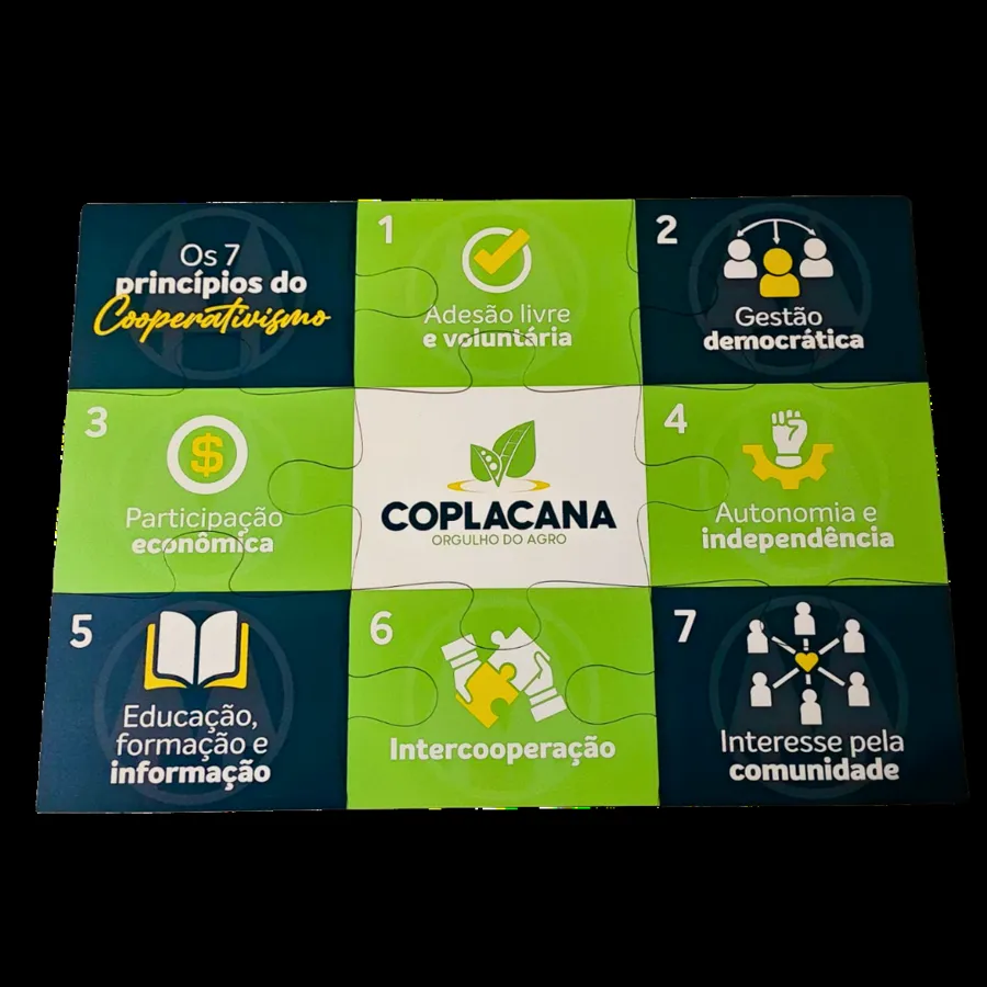 Os valores da empresa, um em cada bloco